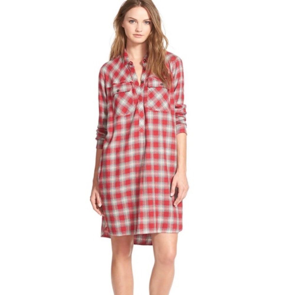 Madewell Daybreak Flannel Shirtdress in Fairfax Plaid Tunic Dress - XS